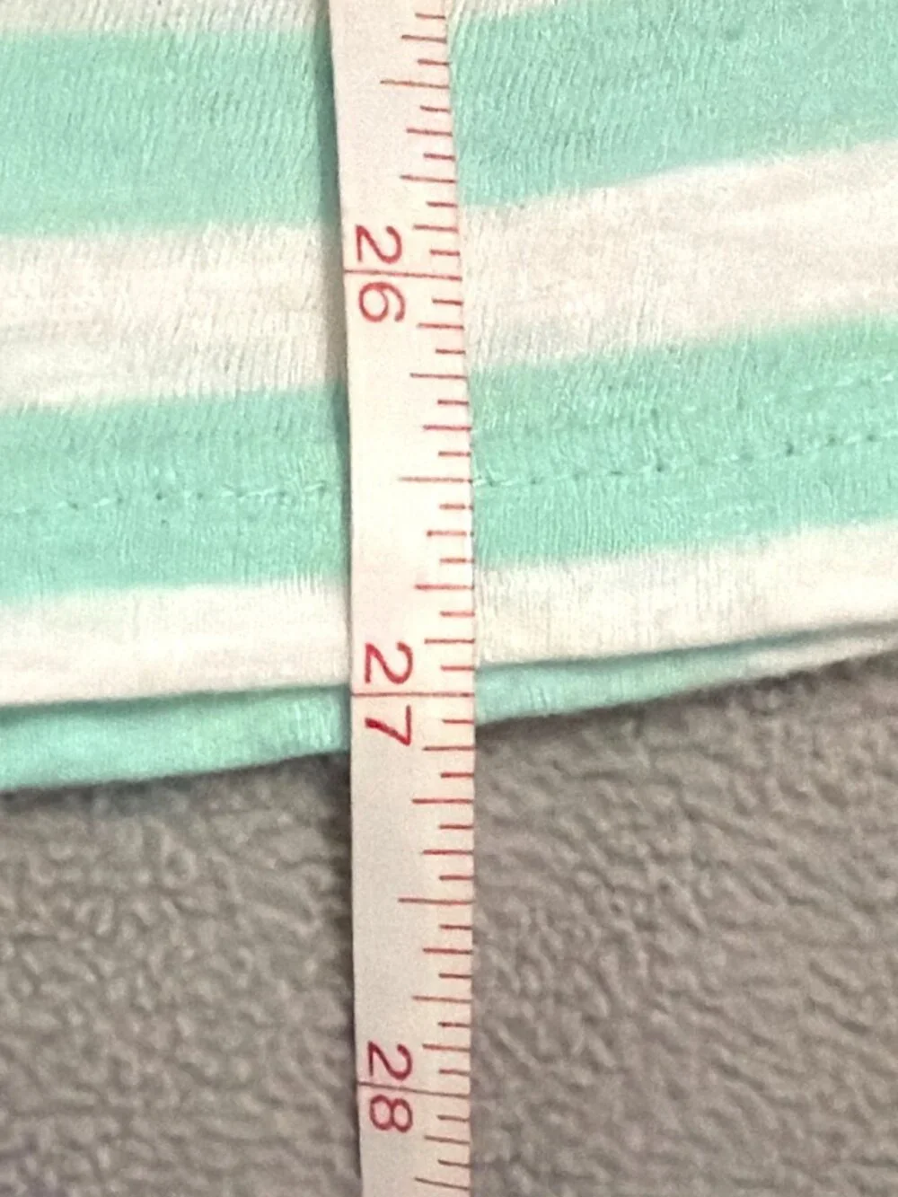 Mint Green & White Striped Short Sleeve Womens Top Size XL - Picture 4 of 4